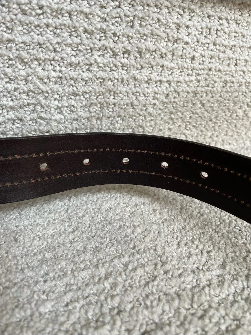 Eddie Bauer Size 42 Brown Leather Stitching Accented Brass Buckle Casual Belt
